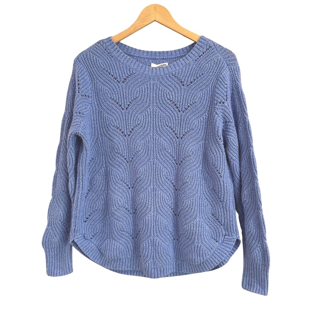 Sonoma‎ Sweater Beatrix Blue Cozy Wave-stitch Crewneck Sweater M Coastal Grandma